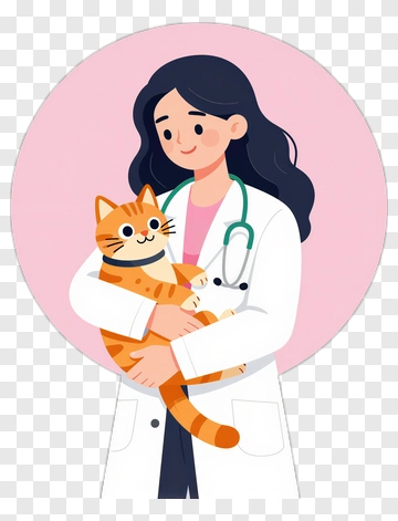 Cartoon Veterinarian Holding A Cat PNG
