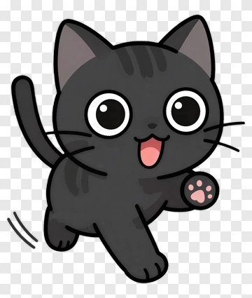 Cartoon Black Cat Running PNG