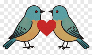 Cartoon Birds Holding A Red Heart PNG