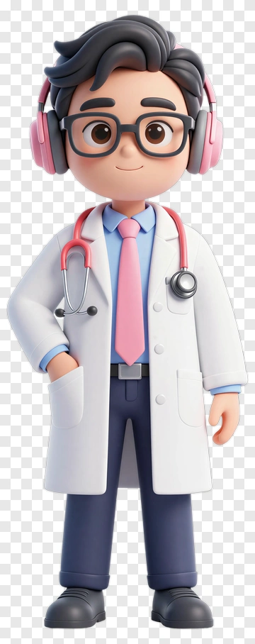3D Doctor Wearing Headphones PNG