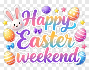Happy Easter Weekend With Colorful Eggs And Bunny PNG