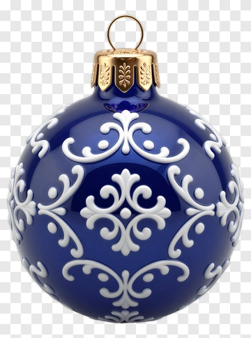 Blue Christmas Ornament With White Design PNG