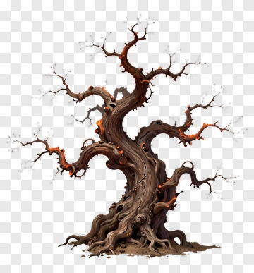 Twisted Tree With Gnarled Branches PNG
