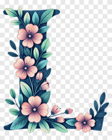 Floral Letter L Design PNG