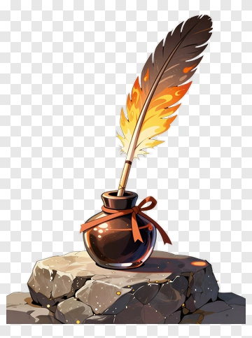 Ink Bottle With A Flaming Quill PNG