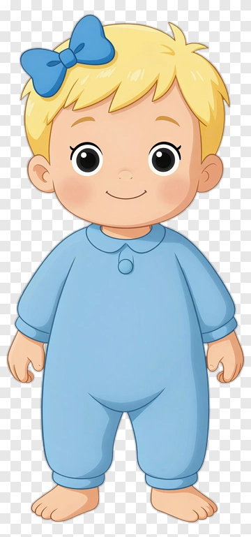 Cartoon Baby Boy In Blue Pajamas PNG