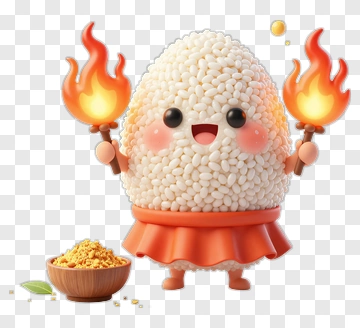 Cartoon Character Holding Fire Torches PNG