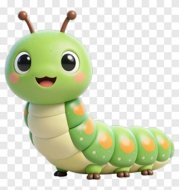 Cartoon Caterpillar With Big Eyes PNG