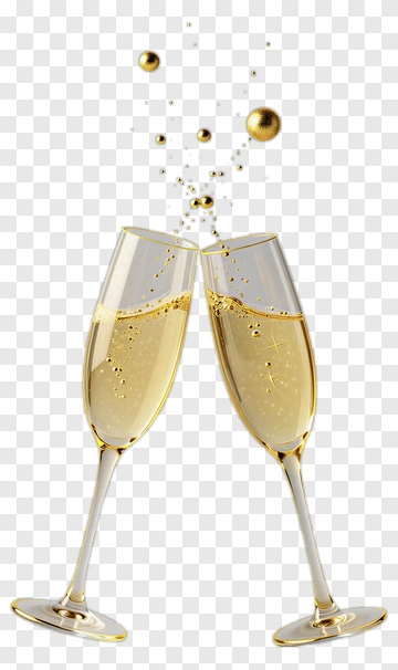 Champagne Glasses Clinking With Bubbles PNG