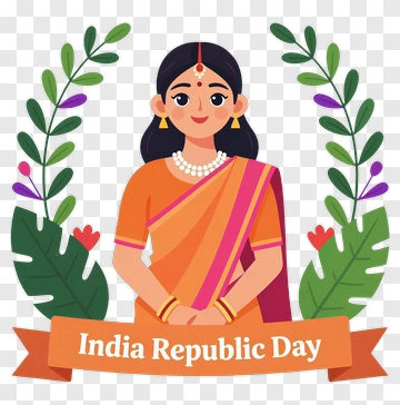 Indian Woman Celebrating Republic Day PNG