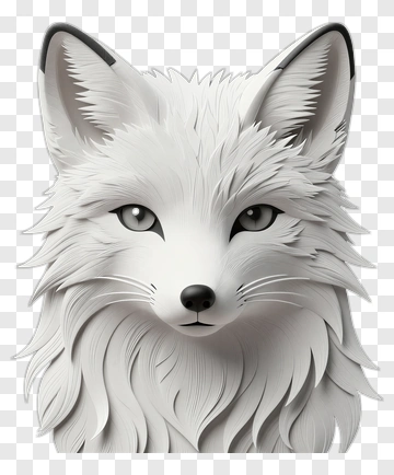3D White Fox Head PNG