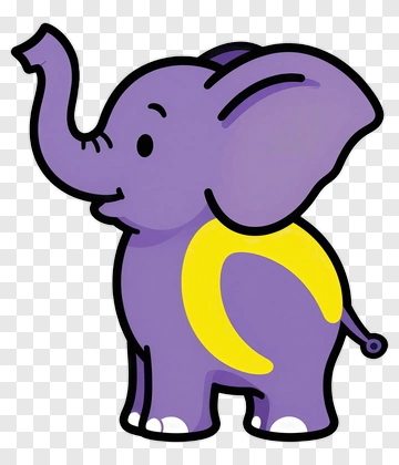 Cartoon Purple Elephant PNG