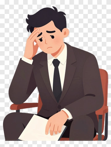 Businessman Looking Concerned While Sitting PNG