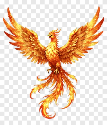 Colorful Phoenix With Fiery Wings PNG