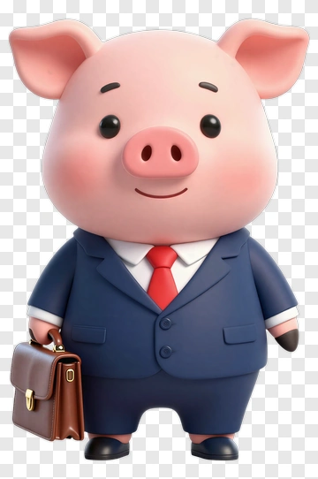 3D Business Pig Holding A Briefcase PNG