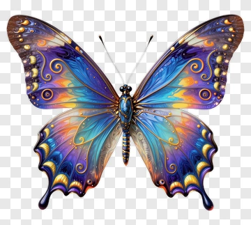 Colorful Butterfly With Intricate Patterns PNG