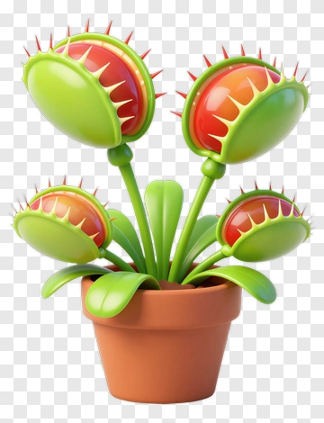 Cartoon Venus Flytrap In A Pot PNG