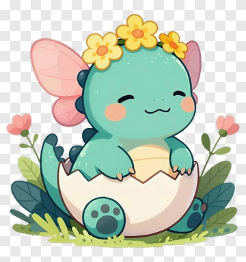 Cartoon Baby Dragon Sitting In An Egg PNG
