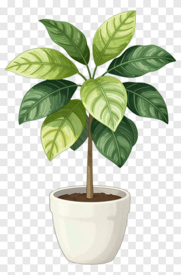 Potted Plant With Green Leaves PNG