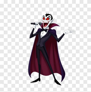 Cartoon Vampire Singing With A Microphone PNG