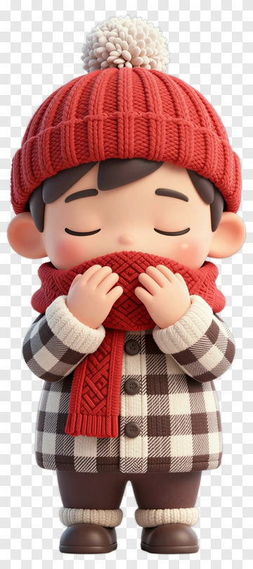 3D Boy Wearing A Winter Outfit PNG