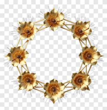 Gold Floral Wreath PNG