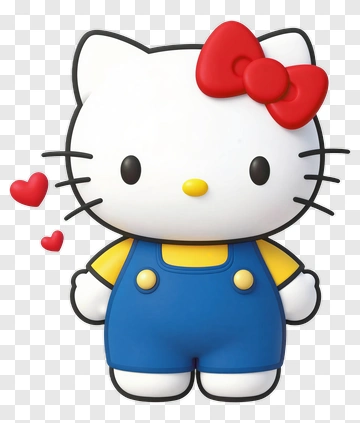 Hello Kitty Character In Blue Overalls PNG