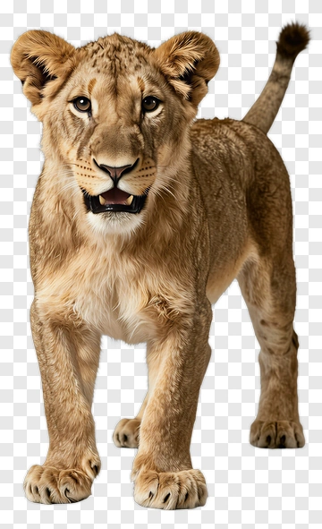 Lion Cub Standing Proudly PNG