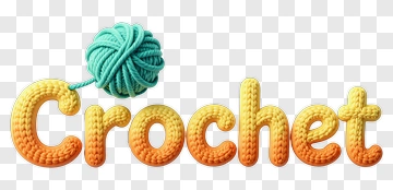 Colorful Crochet Text With Yarn Ball PNG