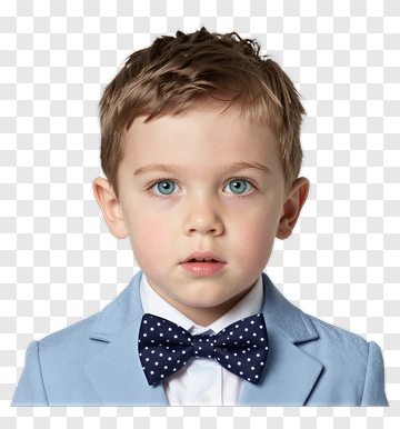 Boy In Light Blue Suit With Polka Dot Bow Tie PNG