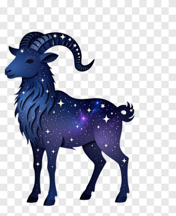 Cosmic Goat With Starry Fur PNG