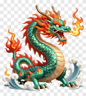 Cartoon Dragon Breathing Fire PNG