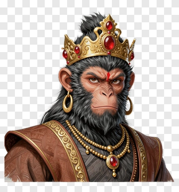 Monkey King Wearing A Crown And Jewelry PNG