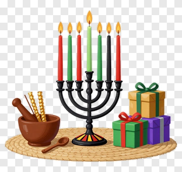Hanukkah Menorah With Gifts And Dreidel PNG