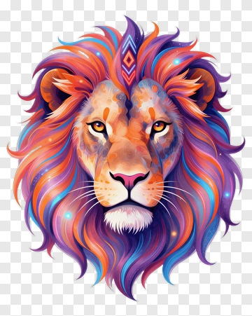 Colorful Lion With Vibrant Mane PNG