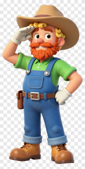 3D Farmer Saluting PNG
