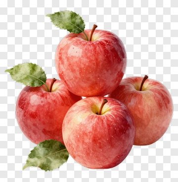 Red Apples With Green Leaves PNG