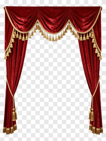 Red Velvet Curtain With Gold Tassels PNG