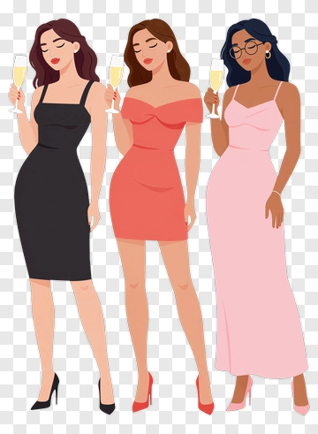 Stylish Women Holding Champagne Glasses PNG