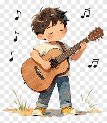 Cartoon Boy Playing Guitar PNG