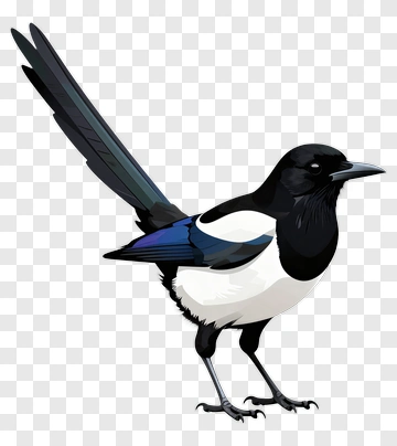 Cartoon Magpie With A Long Tail PNG