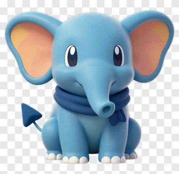 Cartoon Elephant Sitting With A Scarf PNG