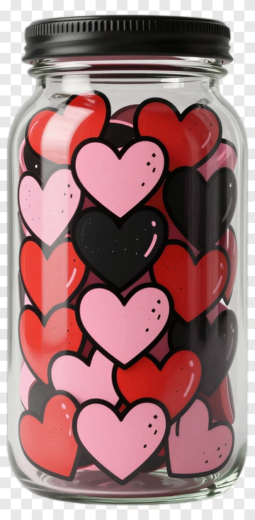 Jar Filled With Colorful Hearts PNG