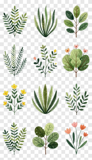 Collection Of Various Green Plants PNG