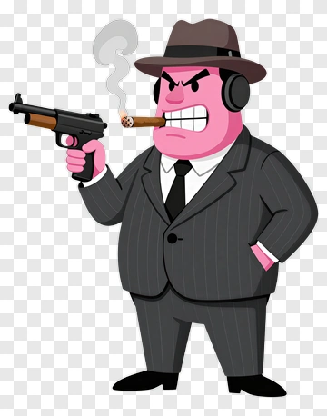 Cartoon Gangster Holding A Gun PNG