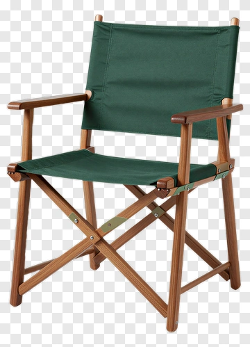 Folding Chair With Green Fabric PNG