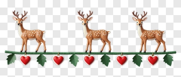 Decorative Reindeer With Hearts And Leaves PNG