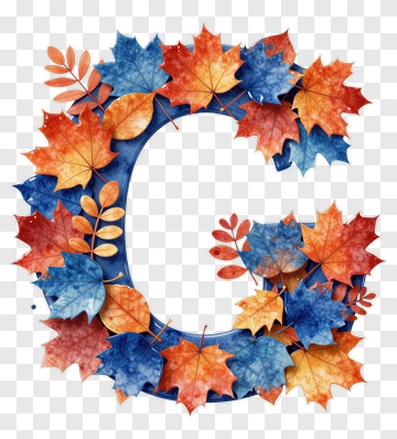 Colorful Letter C Made Of Autumn Leaves PNG