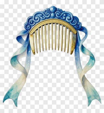 Decorative Hair Comb With Ribbons PNG