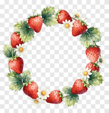 Strawberry And Daisy Floral Wreath PNG